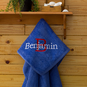 classic school colors monogrammed towel for "rest times"